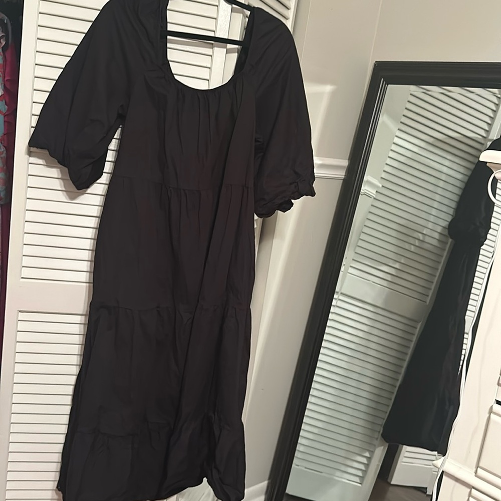 Show me your mumu day or night midi dress- black poplin- Size L